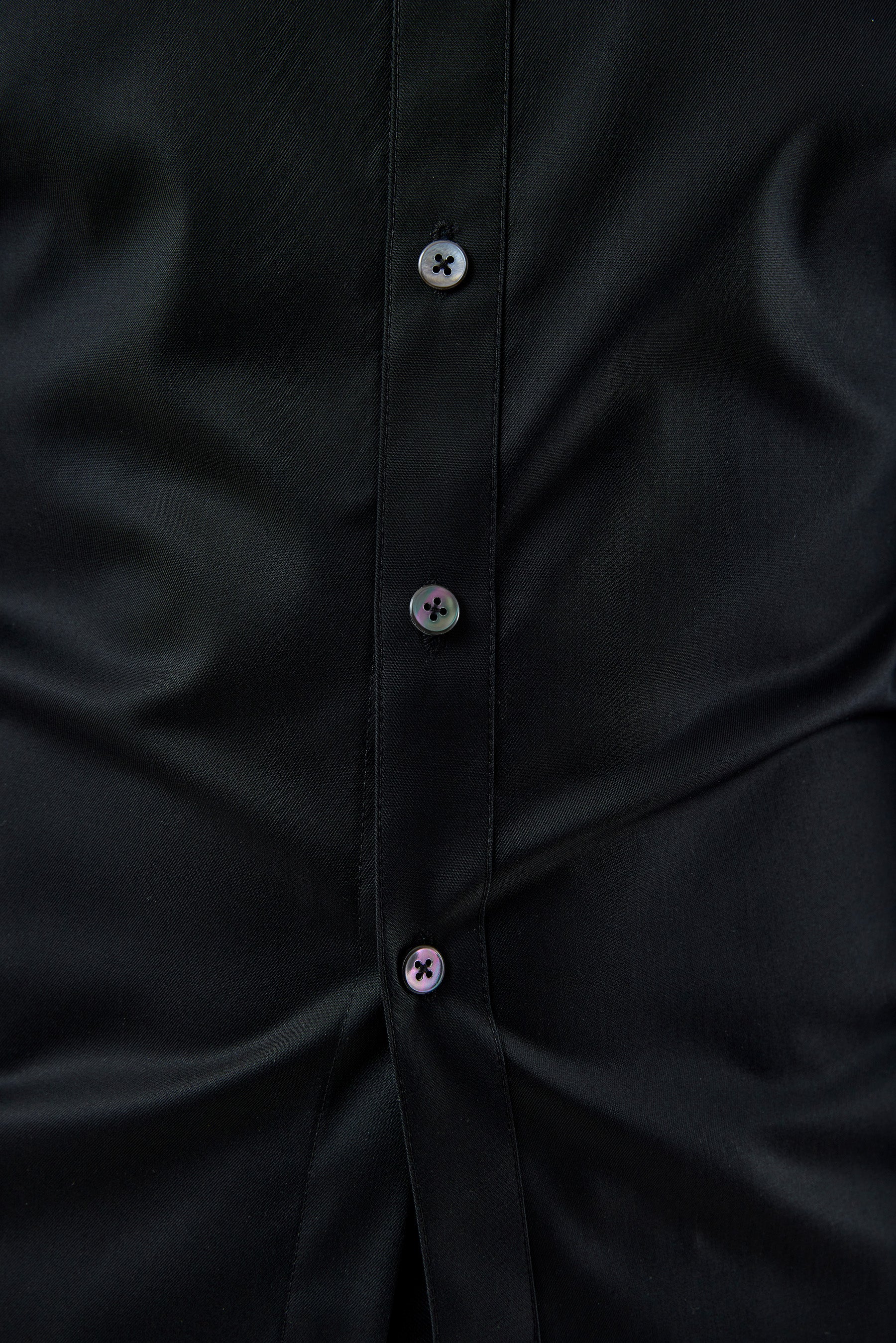 BLACK COTTON OPEN BACK SHIRT