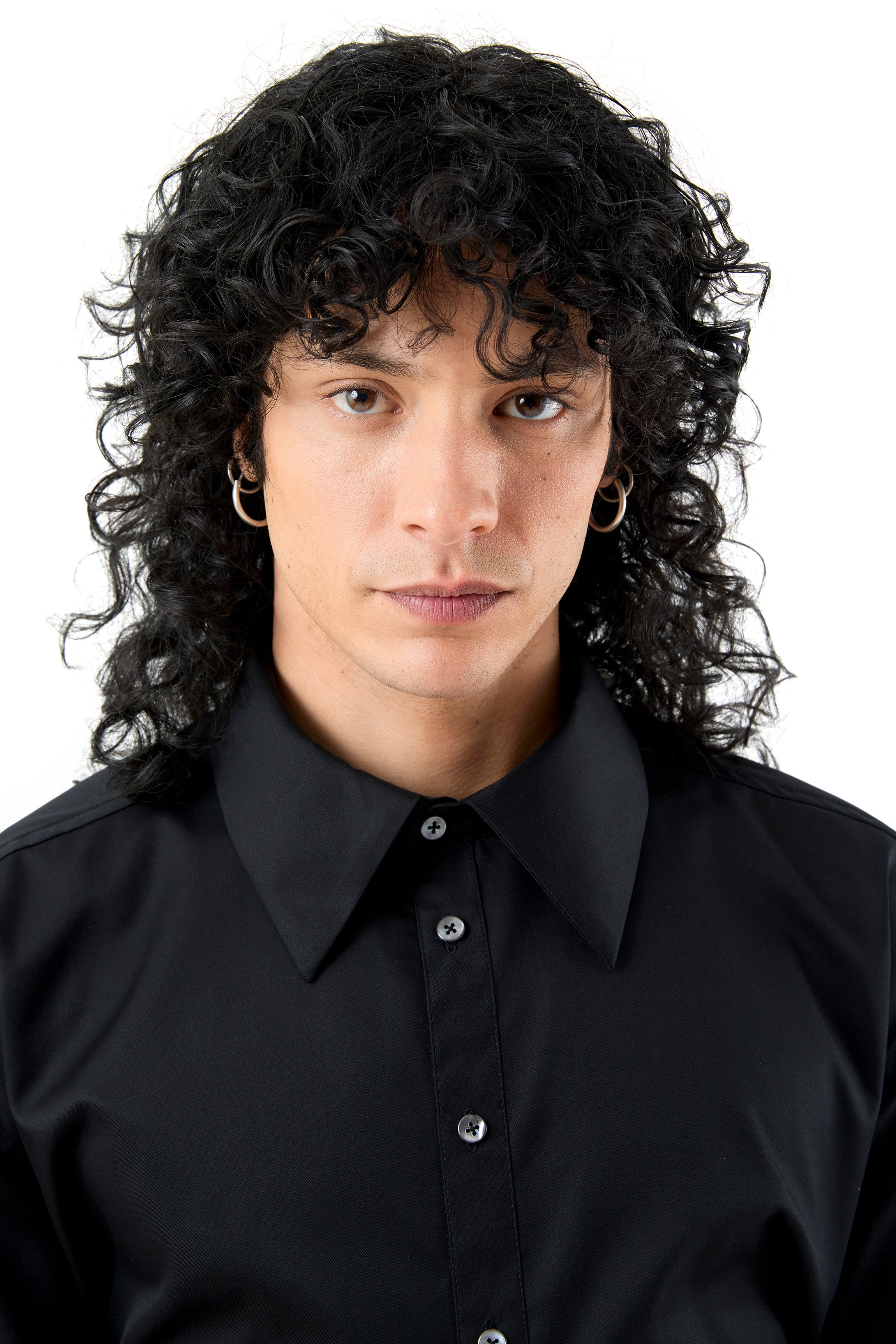 BLACK COTTON OPEN BACK SHIRT