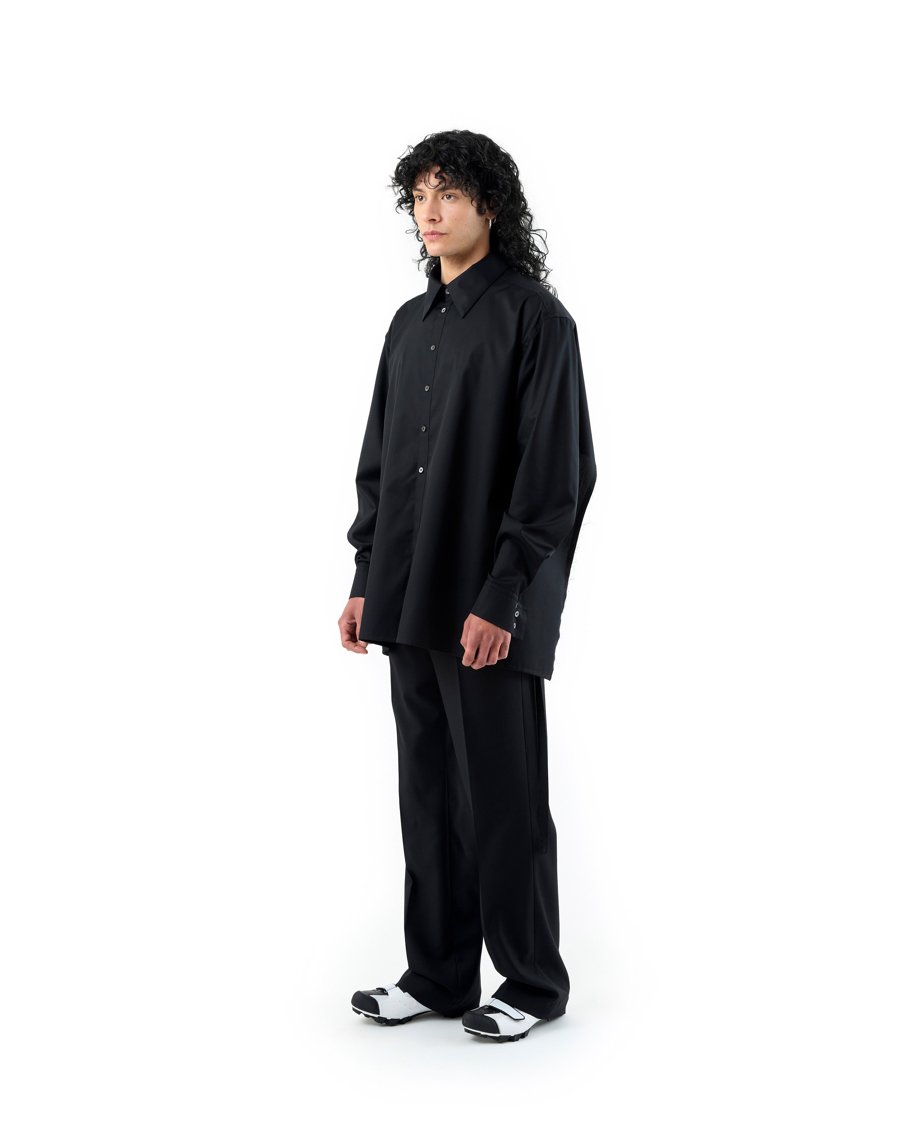 BLACK COTTON OPEN BACK SHIRT